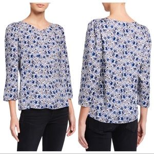 REBECCA TAYLOR Twilight Floral Blue Print Top 4